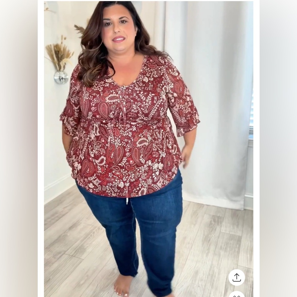 Plus Elastic Waist Drawstring Denim Jean (Top not included)